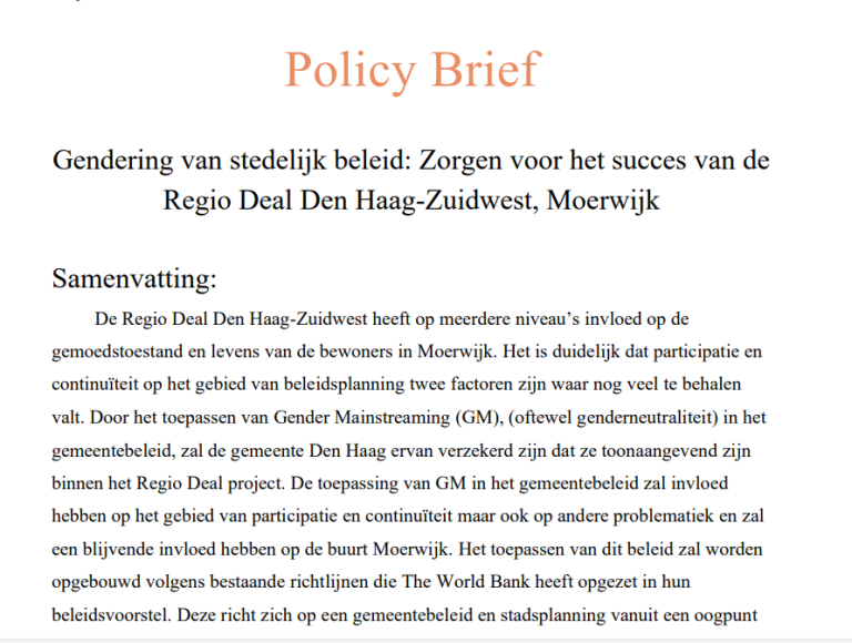 Eerste pagina van de Michael Mørch policy brief